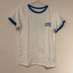 Ungrid アングリッド　リンガーTシャツ ホワイト ブルー