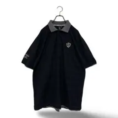 【超希少XXL】カールカナイ ダブルカラー ポロシャツ 刺繍ロゴ 黒 90sのサムネイル