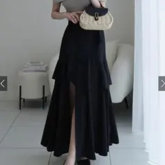 【試着のみ】アシンメトリーラッフルスリットスカート[ask137]