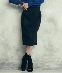 LAUTREAMONT 程よい艶感のあるラップ風タイトスカート