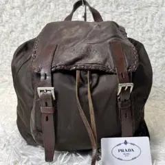 良品✨ PRADA リュック バックパック 型押しロゴ レザー ナイロン 大容量