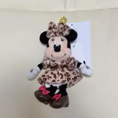 ディズニー ミニーマウス ぬいぐるみバッジ ぬいバ ヒョウ柄 茶色 ブラウンのサムネイル