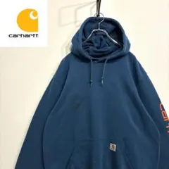 超人気❗️カーハート　ワンポイントロゴパーカー　XL90s刺繍古着希少レア長袖プル