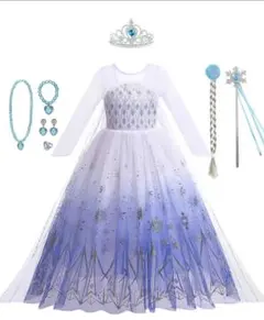 新品　エルサ風ドレス　プリンセス　コスプレ　ディズニー　アクセサリー付き