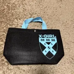 X-GIRL トートバッグ 黒/青 ロゴ入り