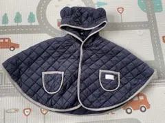 ネイビー キルティング ベビーポンチョ　冬80cm