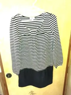 ストライプ ボウタイ付き チュニック