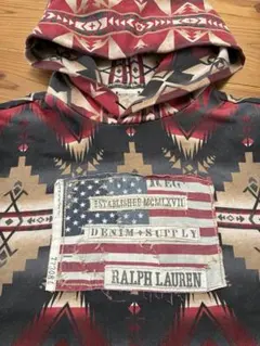 DENIM&SUPRISE Ralph Lauren ネイティブ柄　パーカー　M