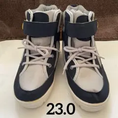 スノーブーツ　スノーシューズ　グレー✖️ネイビー23.0 滑り止め金具付　男女共用