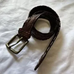 希少　イタリア製　ラルフローレン 本革 編み込み　レザーベルト 真鍮バックル