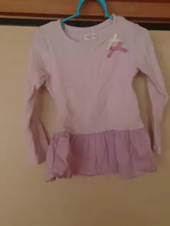 薄紫 長袖 チュニック 100%綿