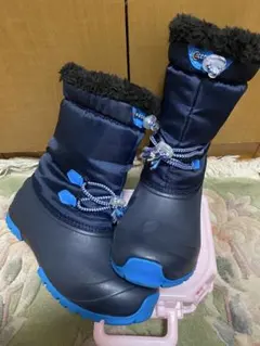 POOKIES 23.5防水ファー付きスキーブーツ ネイビー