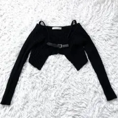 スパイラルガール ショート丈カーディガン ベルト付き ブラック 1813