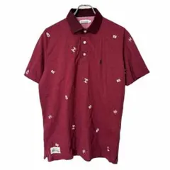 Hush Puppies ハッシュパピー ポロシャツ バーガンディ 総柄 Lのサムネイル