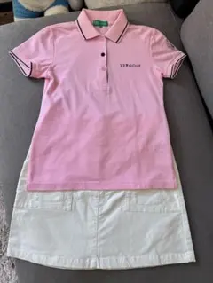 23区golf ピンクシャツとホワイトタイトスカートセット