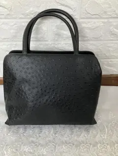 黒 オーストリッチ風 ハンドバッグ