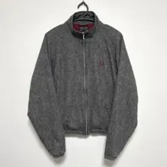 FRED PERRY ロゴ刺繍 ウールジップブルゾン ハリントンジャケット 40