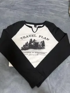 SHEIN TRAVEL PLAN ラグラン 長袖 クロップドTシャツ(L)