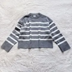 エイチアンドエム ボーダーニット ショート丈 クルーネック 配色デザイン 着回し