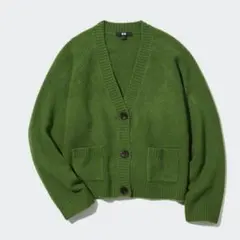 ユニクロ スフレヤーンショートカーディガン グリーン