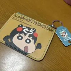 熊本限定‼️お値下げ‼️くまモンしんちゃん　パスケース　ベージュ　アイスグリーン