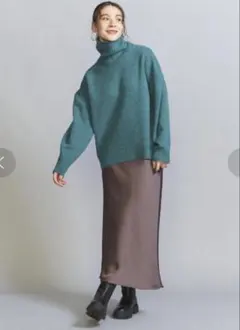 ビューティーアンドユース　ウールカシミヤ オーバータートルネックニット　ケリー