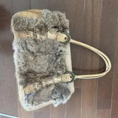 ファー付き クロコダイル風レザーバッグ