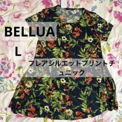 BELLUNA ベルーナ　フレアシルエットプリントチュニック　チュニック　L