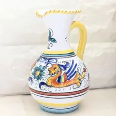 イタリア製 花瓶アンティークマヨルカ焼幸運を呼ぶ鶏ハンドメイド