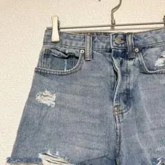 wild fable 仿舊處理 短褲【XS】 淺藍色