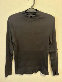 UNIQLO リブハイネックT ブラック XL