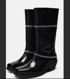 ZARAザラ☆ジップデザインブーツ　ブラックジッパー装飾　38 モード☆レア春