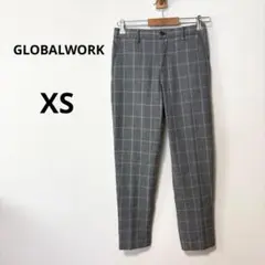 美品 グローバルワーク XS グレー スラックス チェック テーパードパンツ