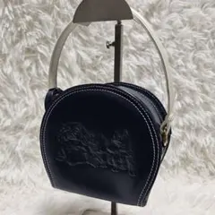 キタムラ Kitamura ミニバッグ 犬 ドッグ レリーフ ネイビーのサムネイル