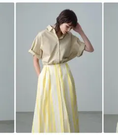 ebure カラーストライプリネン　ボックスタックスカート ebure カラーストライプリネン ボックスタックスカート - メルカリ