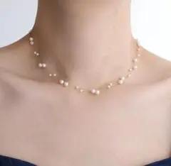 パール 二連ネックレス ステーションネックレス サージカルステンレス ゴールド