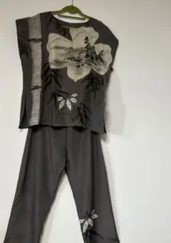 着物古布使用リメイク品３点ブラウス&パンツ&スカート