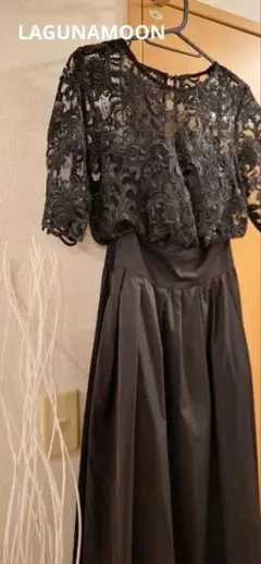 ラグナムーン　オーバーレース　ギャザードレス　ブラック M 美品
