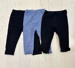 ユニクロ　レギンス3点セット 80cm 無地　黒　青　保育園