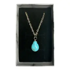 ターコイズカラー 雫ネックレス ゴールド シンプル パールアジャスター付 上品