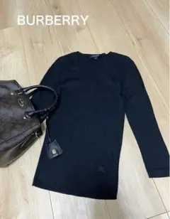 未使用　バーバリー　ロンドン　リブ　ニット　ラメ　セーター　シルク　カシミヤ