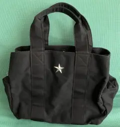 【値下げ】キャンバス　トートバッグ　星モチーフ　トートバッグ　ブラック