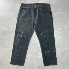 W40 USA製　リーバイス501 先染め　ブラック　黒　デニム　ペイント物