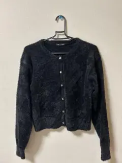 GU シャイニークルーネックカーディガン ブラック Mサイズ