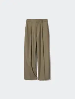 【UNIQLO】タックワイドパンツ サイズ L OLIVE 裾上げ62cm