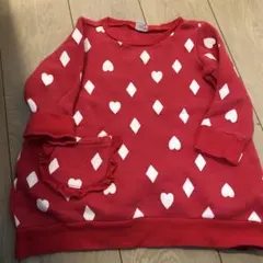 ムージョンジョン 赤 ハート柄 トレーナー100