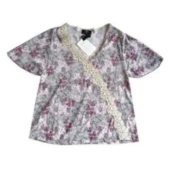 新品 IORI イオリ ビーズ ビジュー レース ボタニカル 半袖 ニット