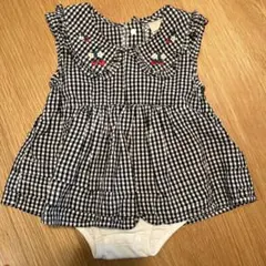 プティマイン　ギンガムチェック　70-80 ロンパース