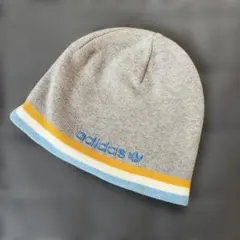 adidas ニット帽 グレー/イエロー/ブルー OSFX