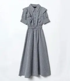 REDYAZEL ワンピース ギンガムチェック フリルシャツワンピース 黒